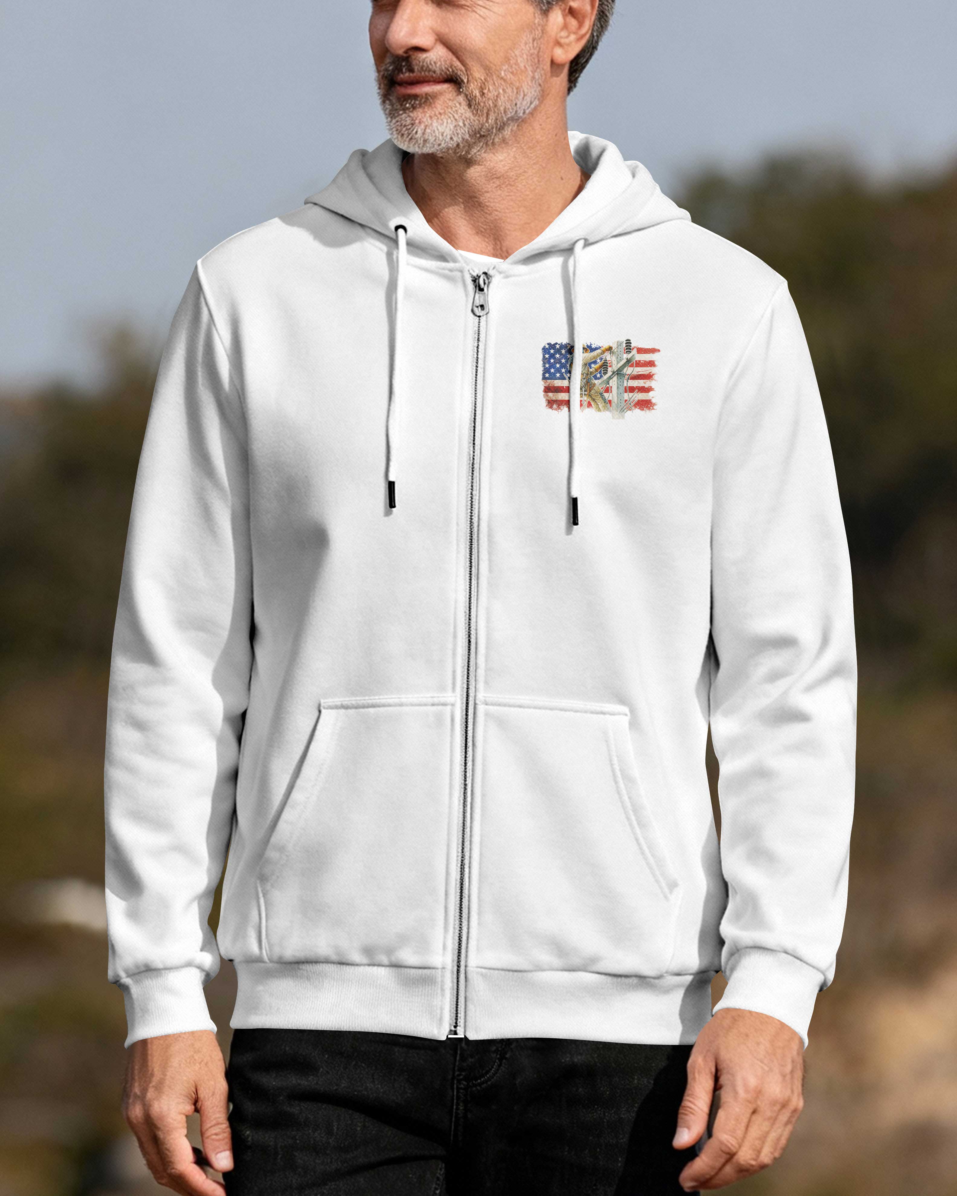 Retired Lineman Built By Grit Blessed By God Zip Hoodie