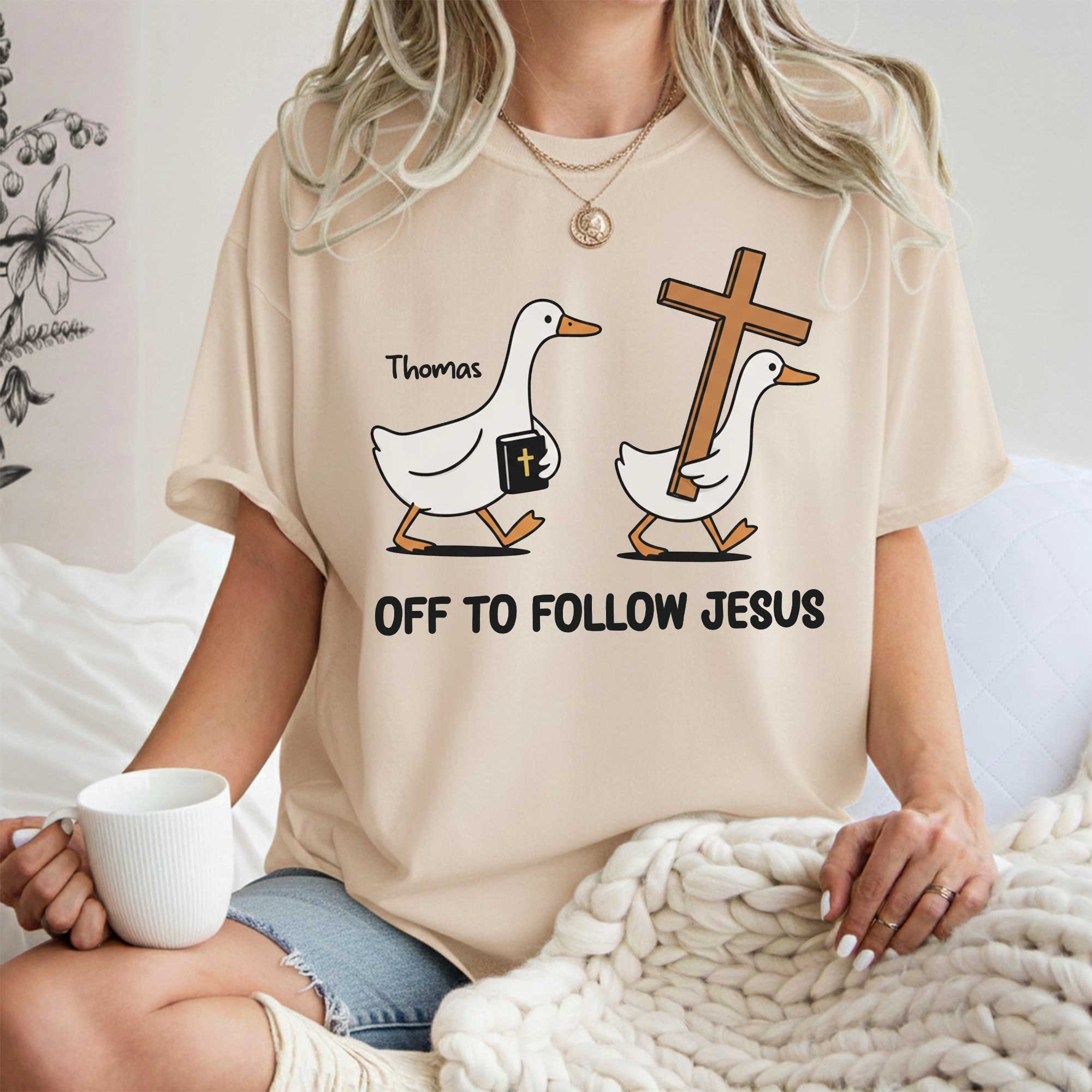 Off To Follow Jesus Personalized Goose T-Shirt