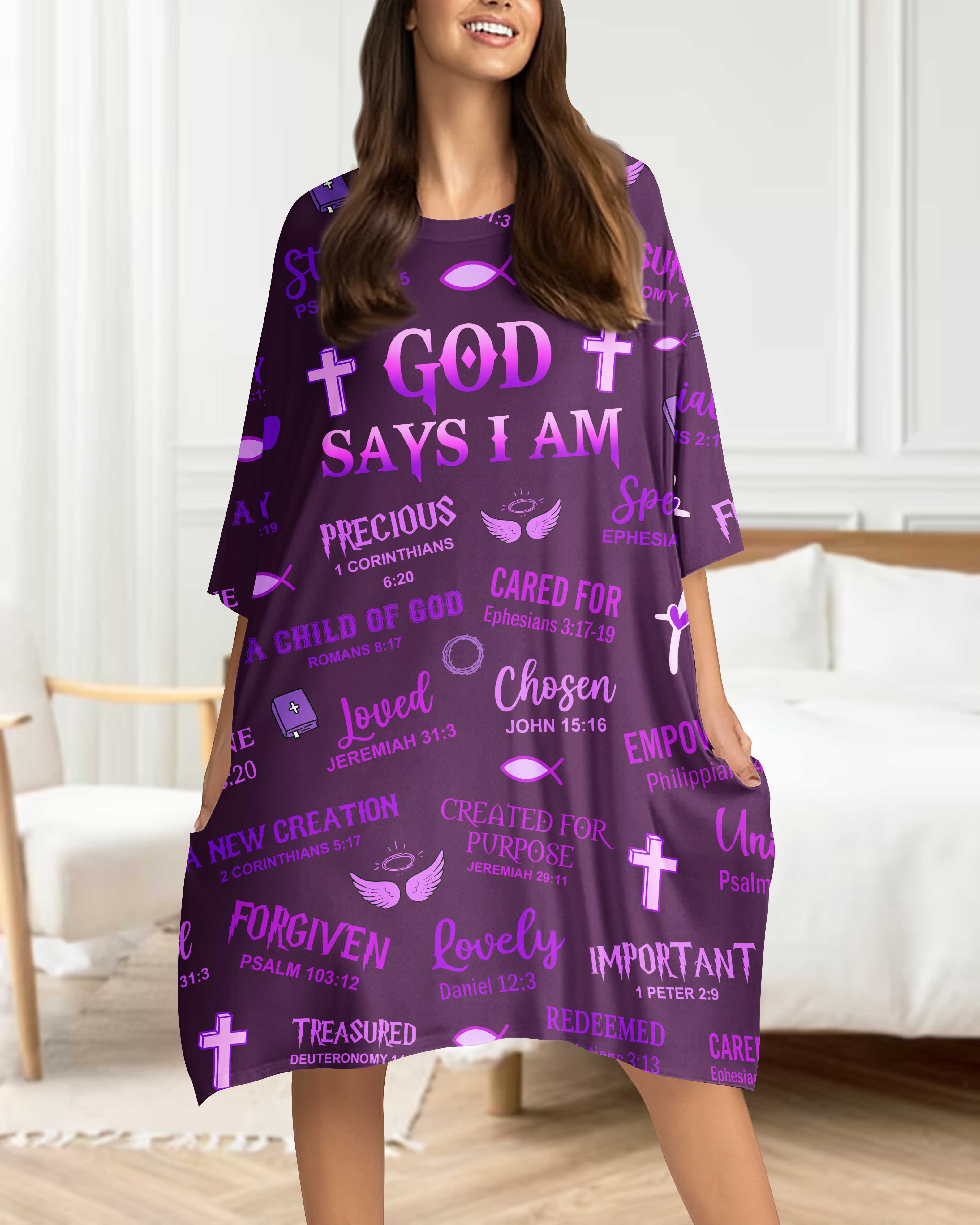 God Says I Am All Over Print Sleep Tee
