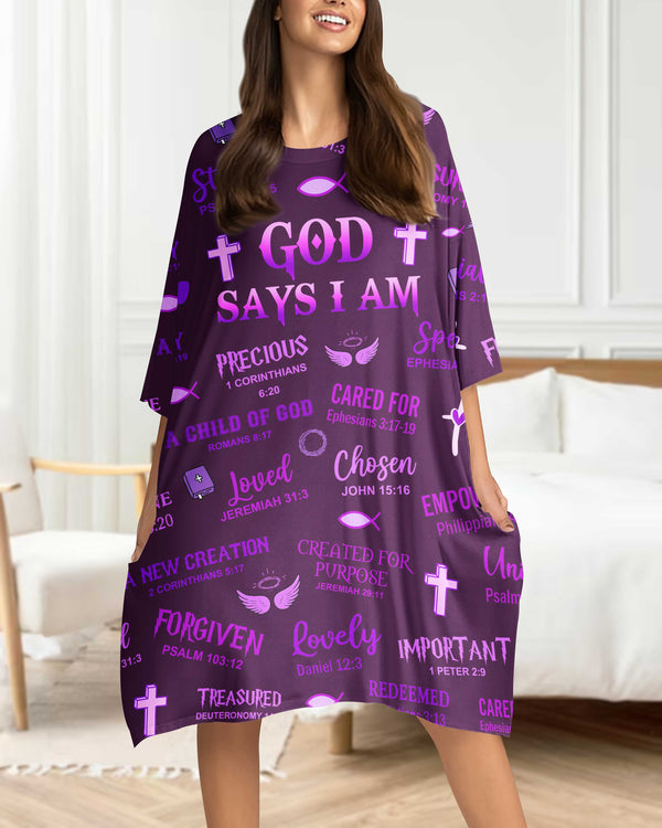 God Says I Am All Over Print Sleep Tee