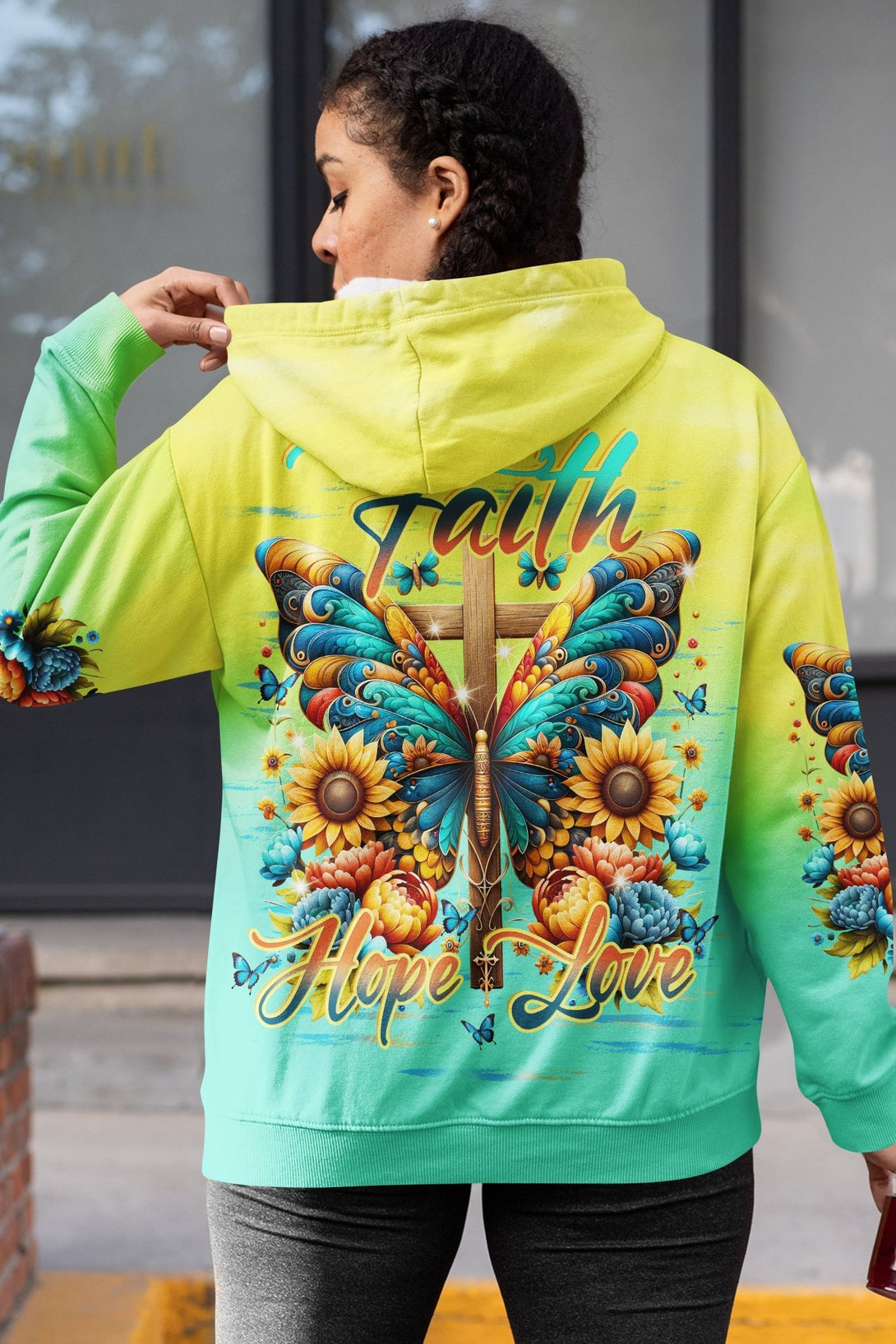 Faith Hope Love All Over Print Zip Hoodie - Christ Color