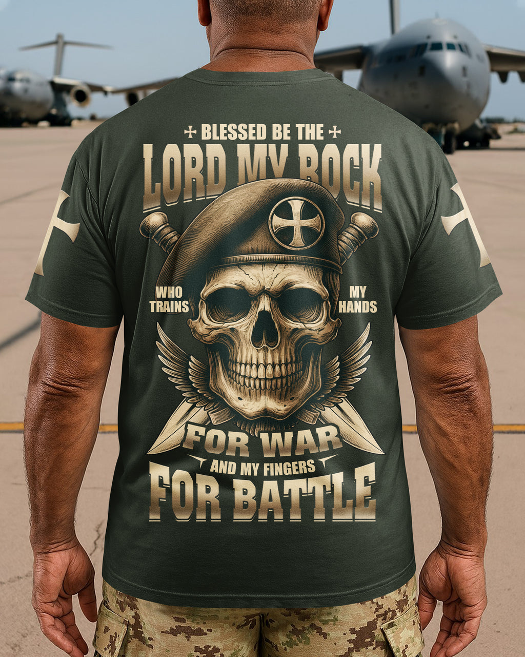 Blessed Be The Lord My Rock Who Trains My Hands For War T-Shirt