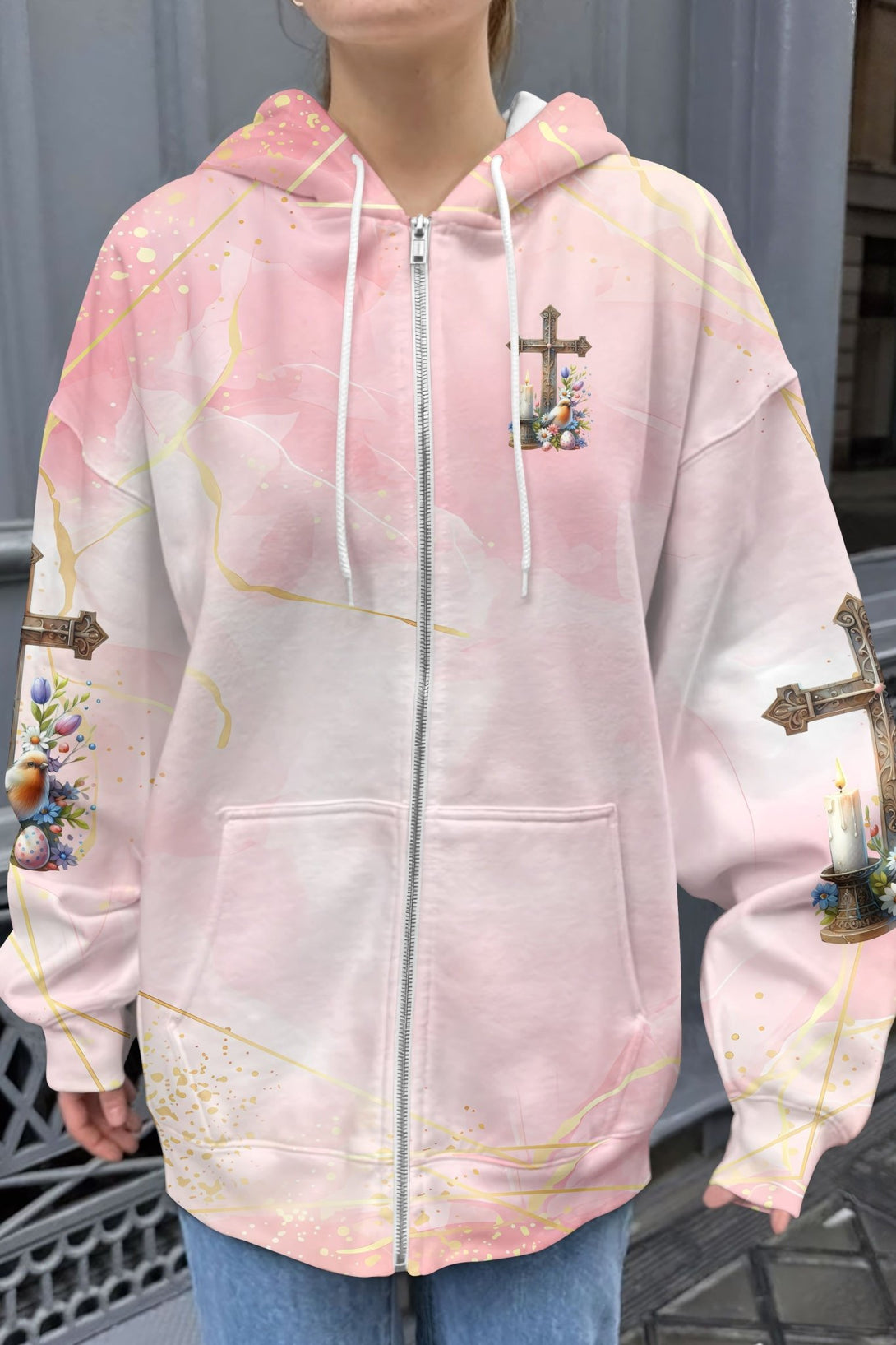 He Is Risen All Over Print Zip Hoodie - Christ Color