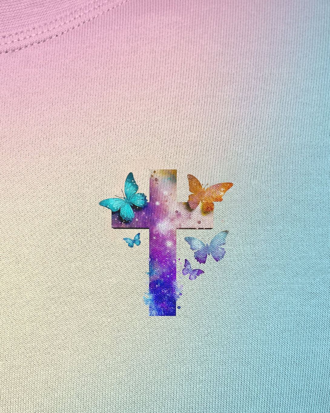 Butterfly Faith Hope Love All Over Print Sweater - Christ Color