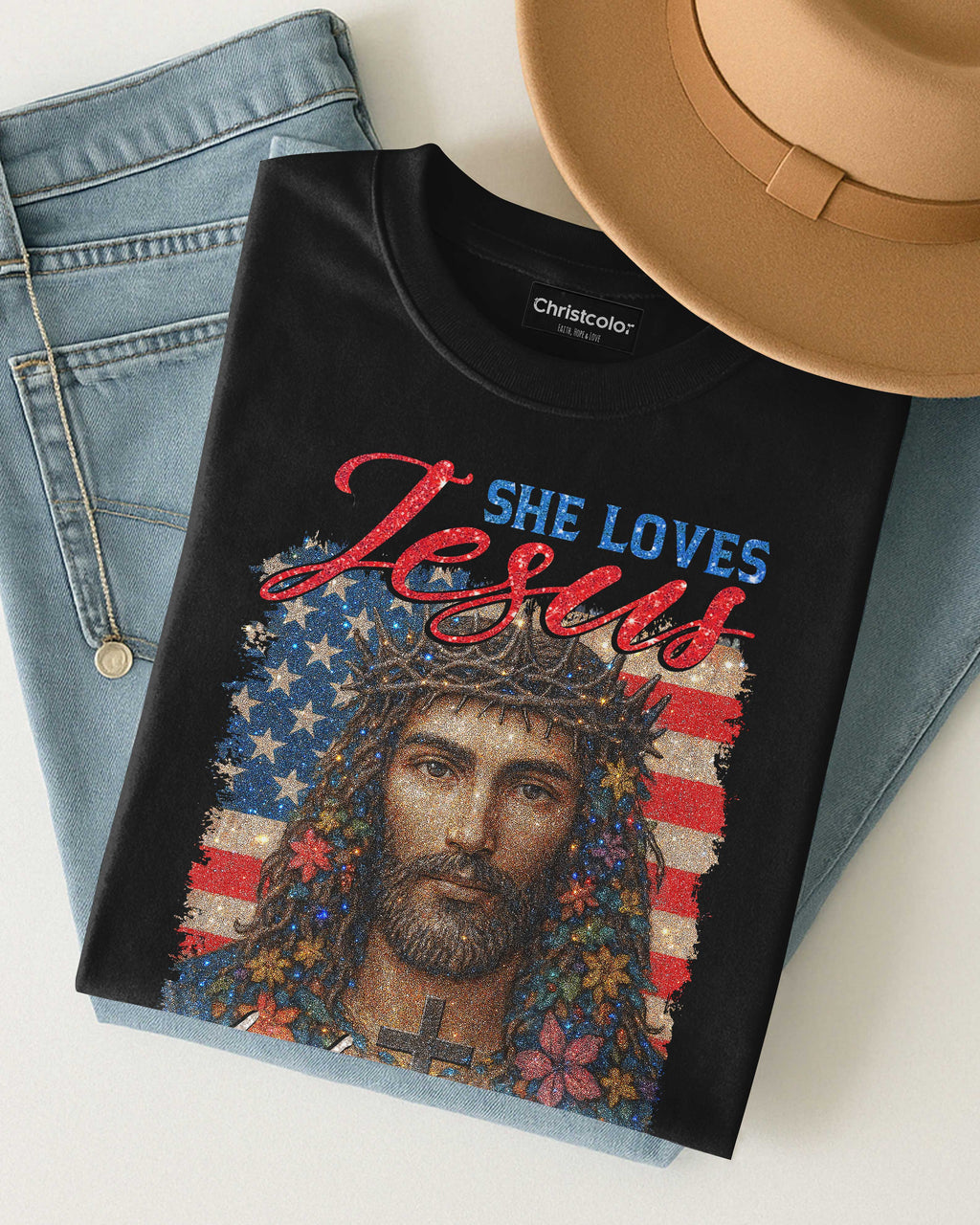 She Loves Jesus And America Too T-Shirt