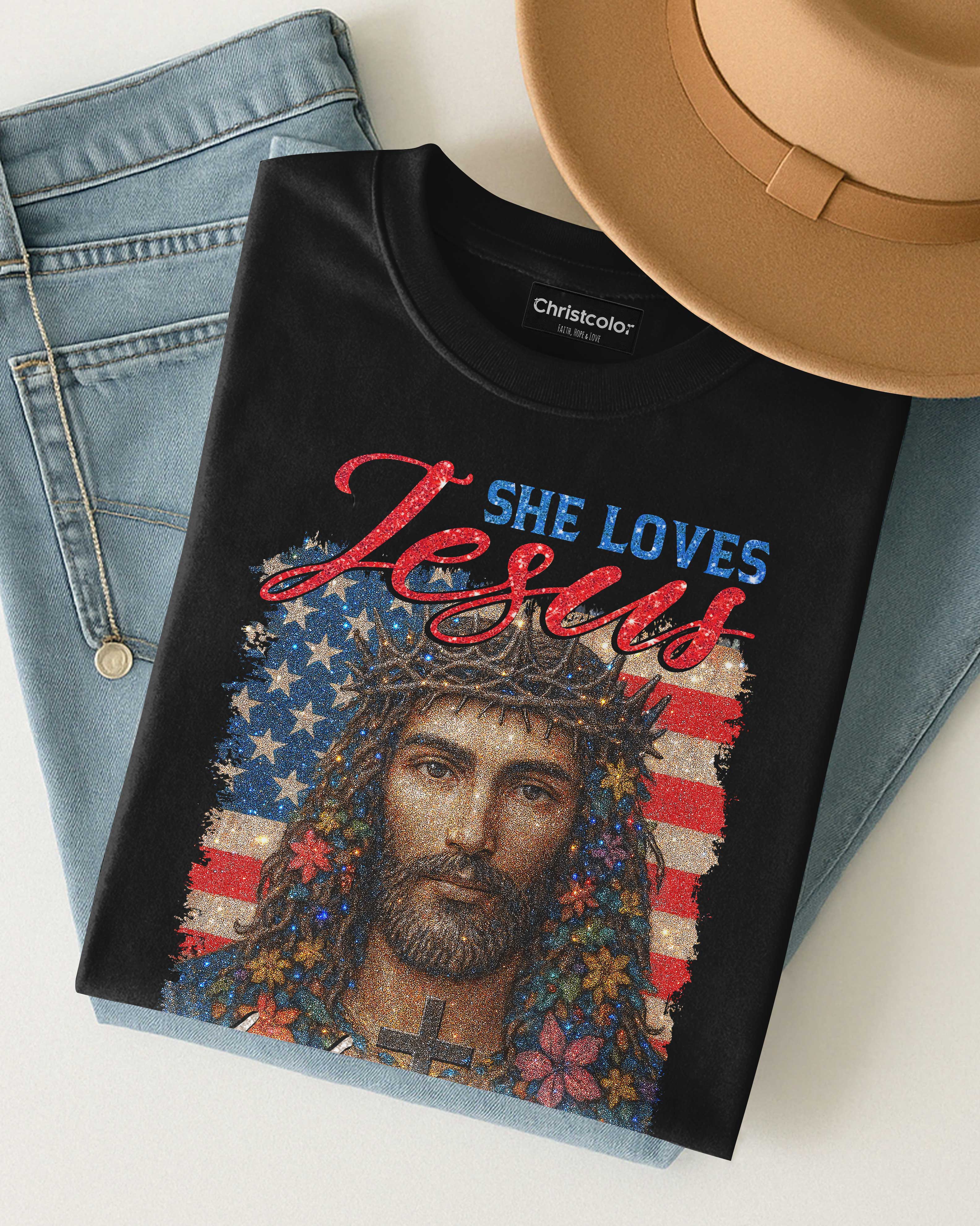 She Loves Jesus And America Too T-Shirt