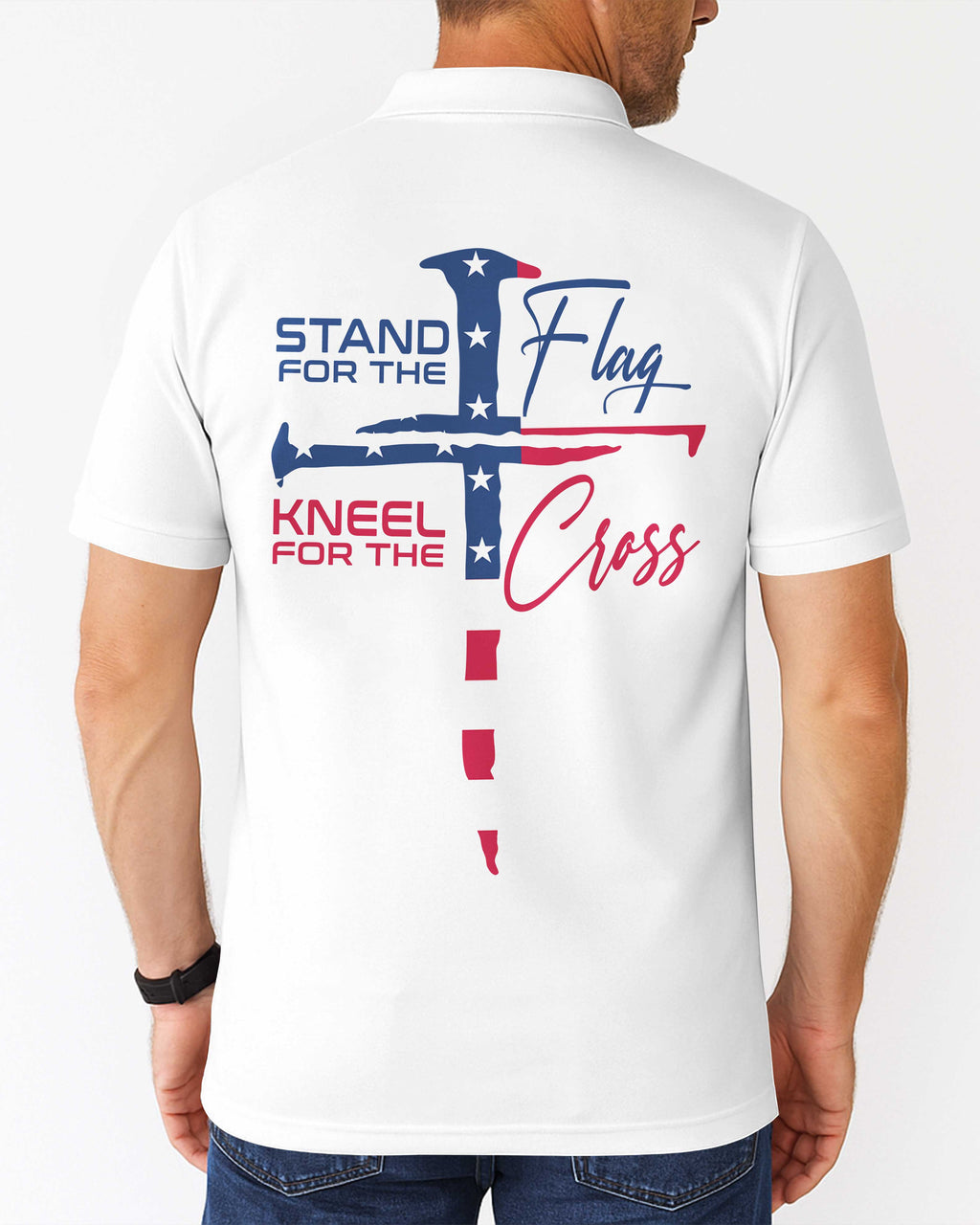 Stand For The Flag Kneel For The Cross Polo T-Shirt