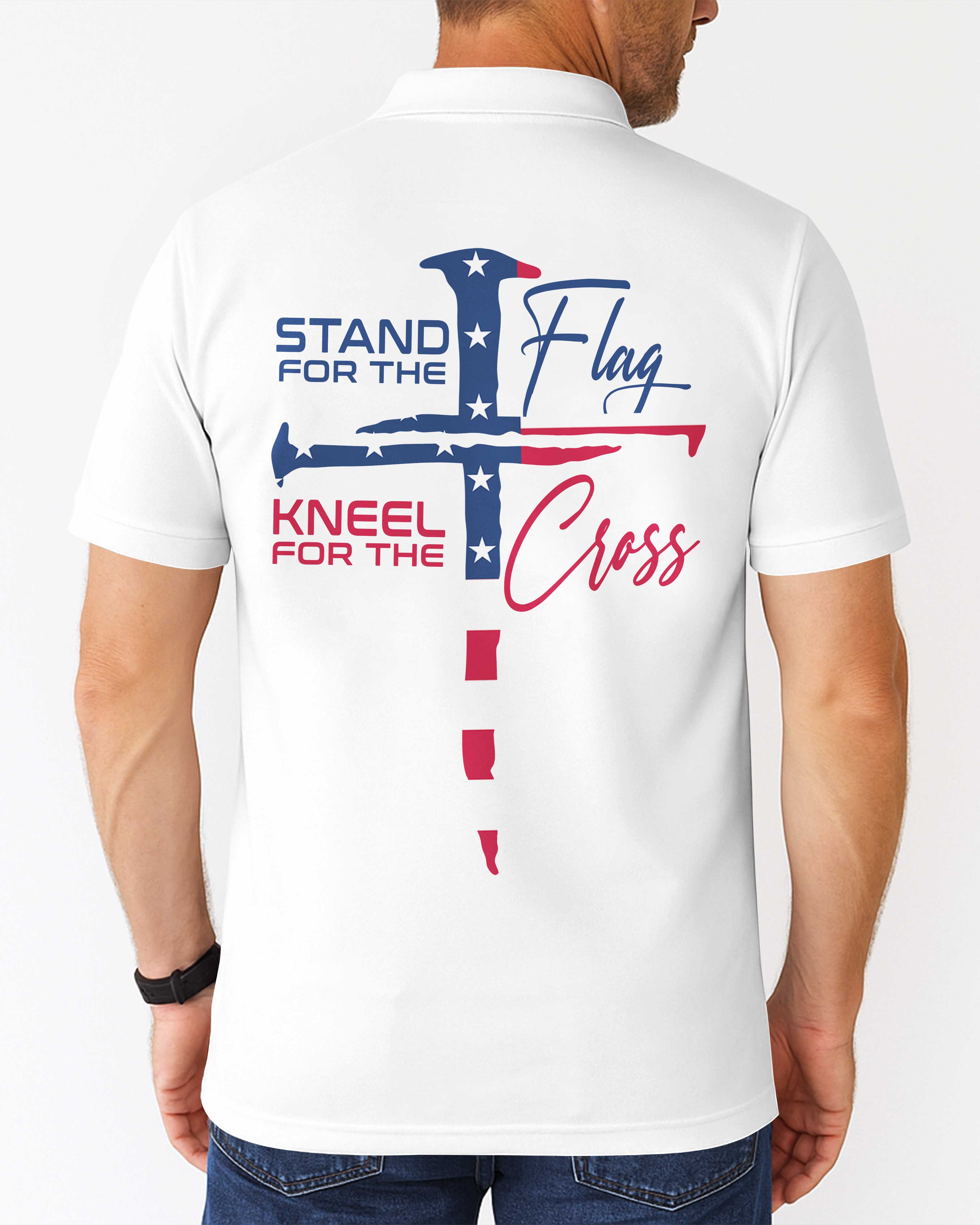 Stand For The Flag Kneel For The Cross Polo T-Shirt