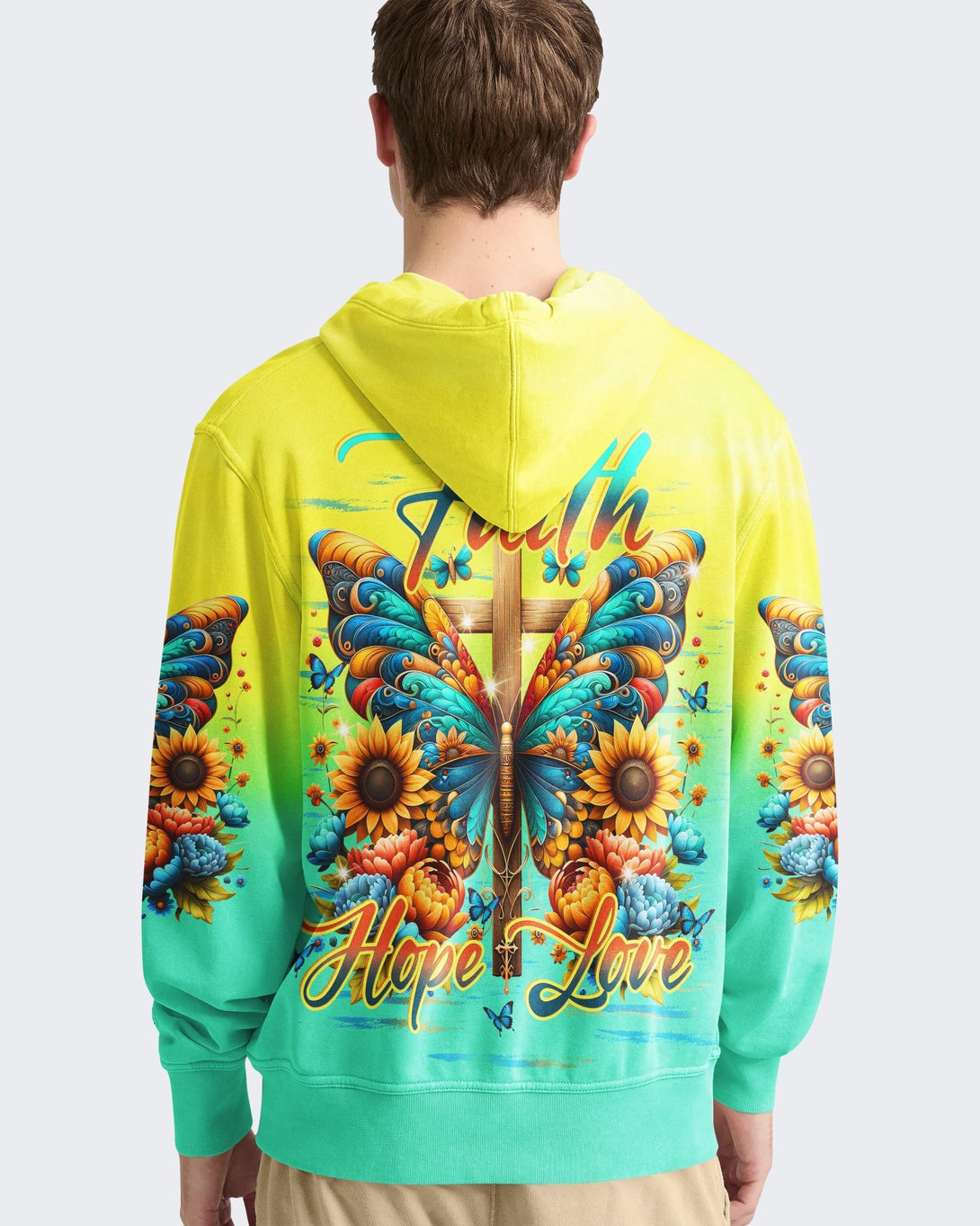 Faith Hope Love All Over Print Hoodie - Christ Color