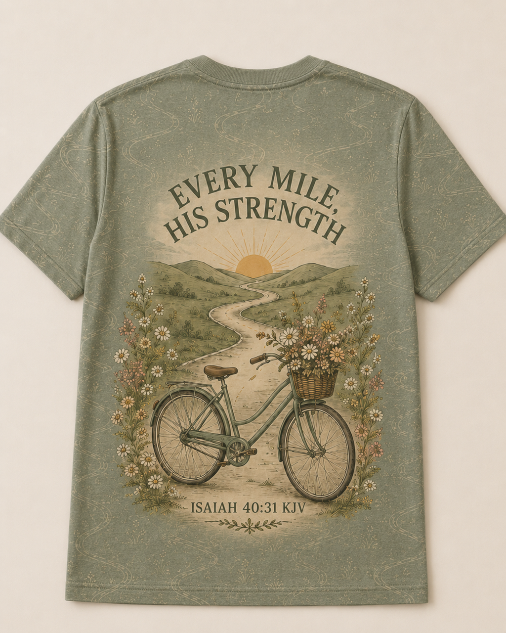 Jesus Shirts For Women Christian Cyclist AOP T-shirt Ride By Grace Isaiah 40:31 Faith Cycling Shirt