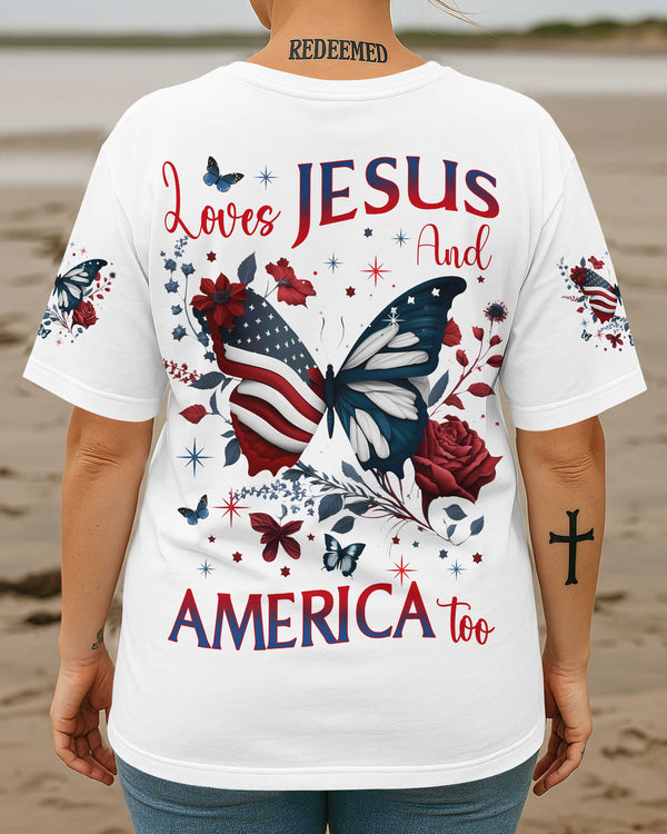 Loves Jesus And America Too All Over Print T-Shirt
