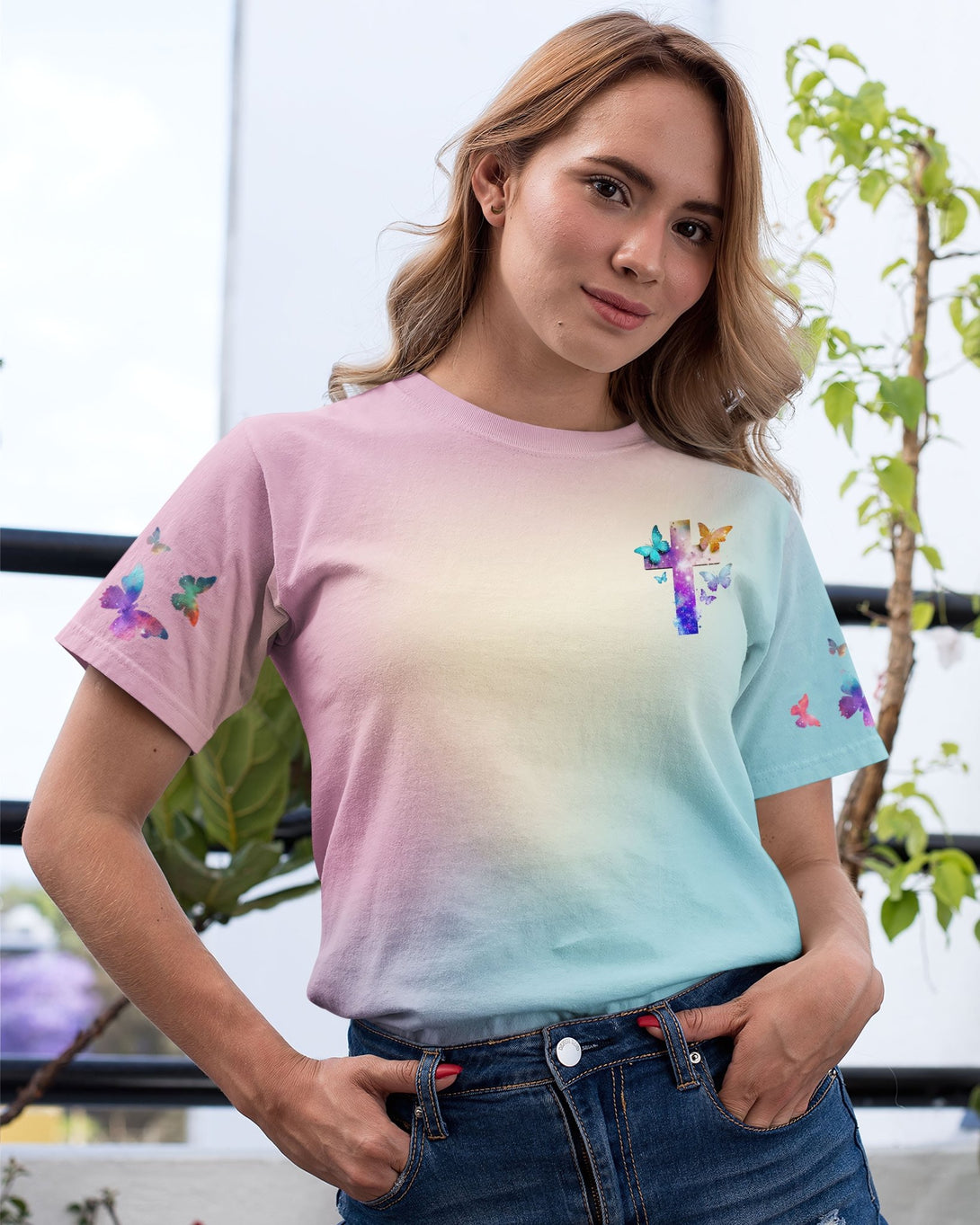 Butterfly Faith Hope Love All Over Print T-shirt - Christ Color