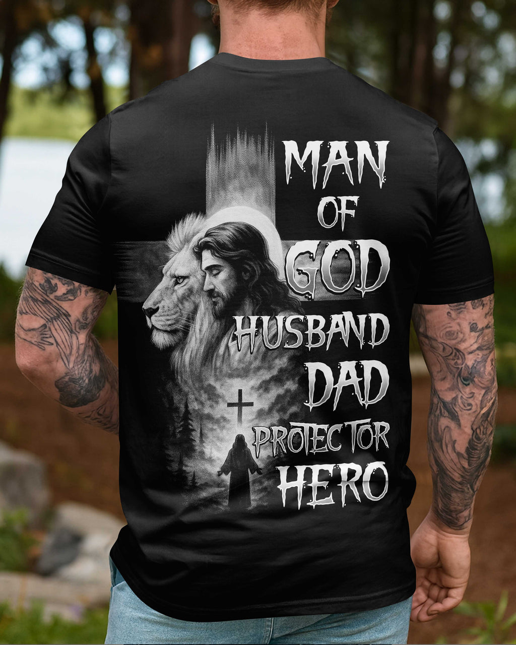 Man Of God Husband Dad Protector Hero T-Shirt