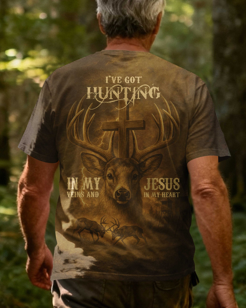 I've Got Hunting In My Veins And Jesus In My Heart Custom Name T-Shirt