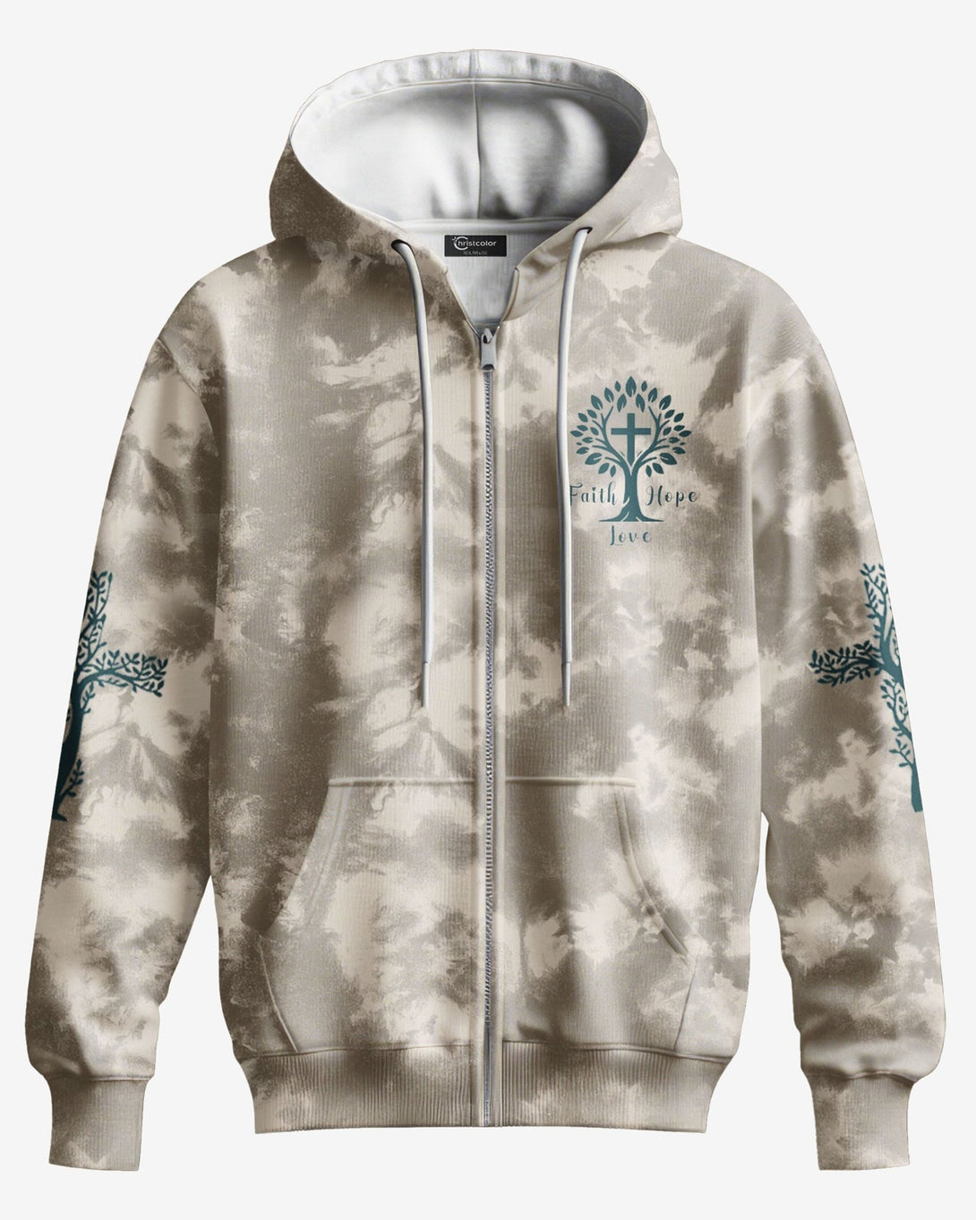 Rooted In Christ All Over Print Zip Hoodie - Christ Color