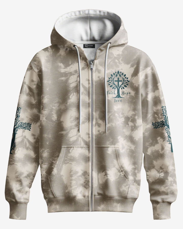 Rooted In Christ All Over Print Zip Hoodie - Christ Color