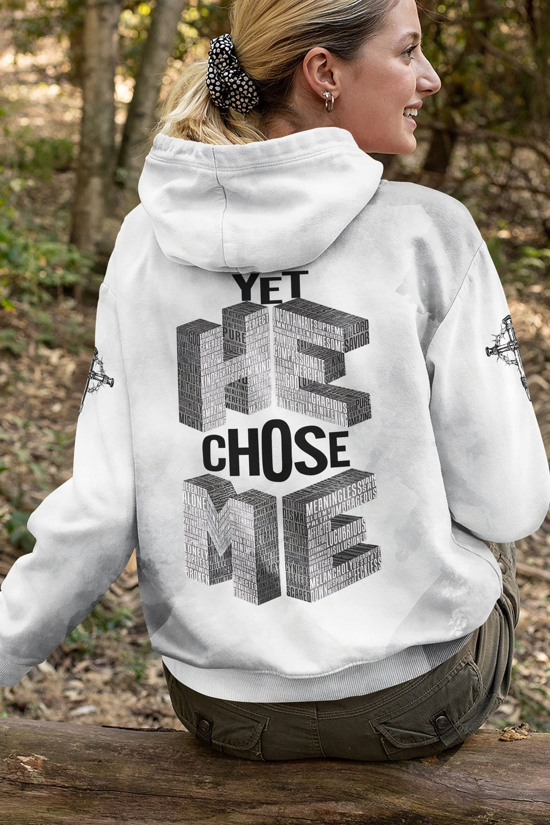 Yet He Chose Me All Over Print Zip Hoodie - Christ Color