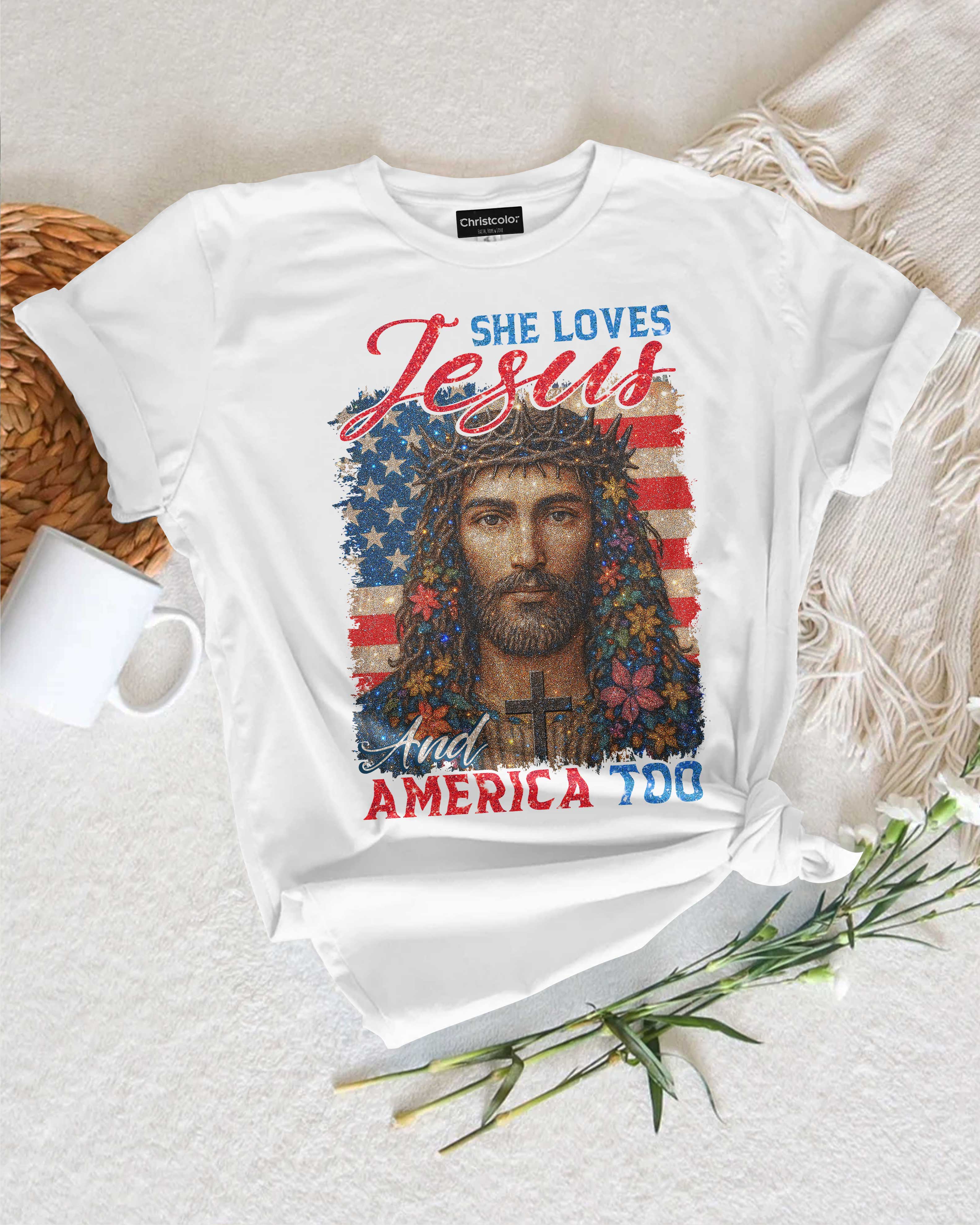 She Loves Jesus And America Too T-Shirt