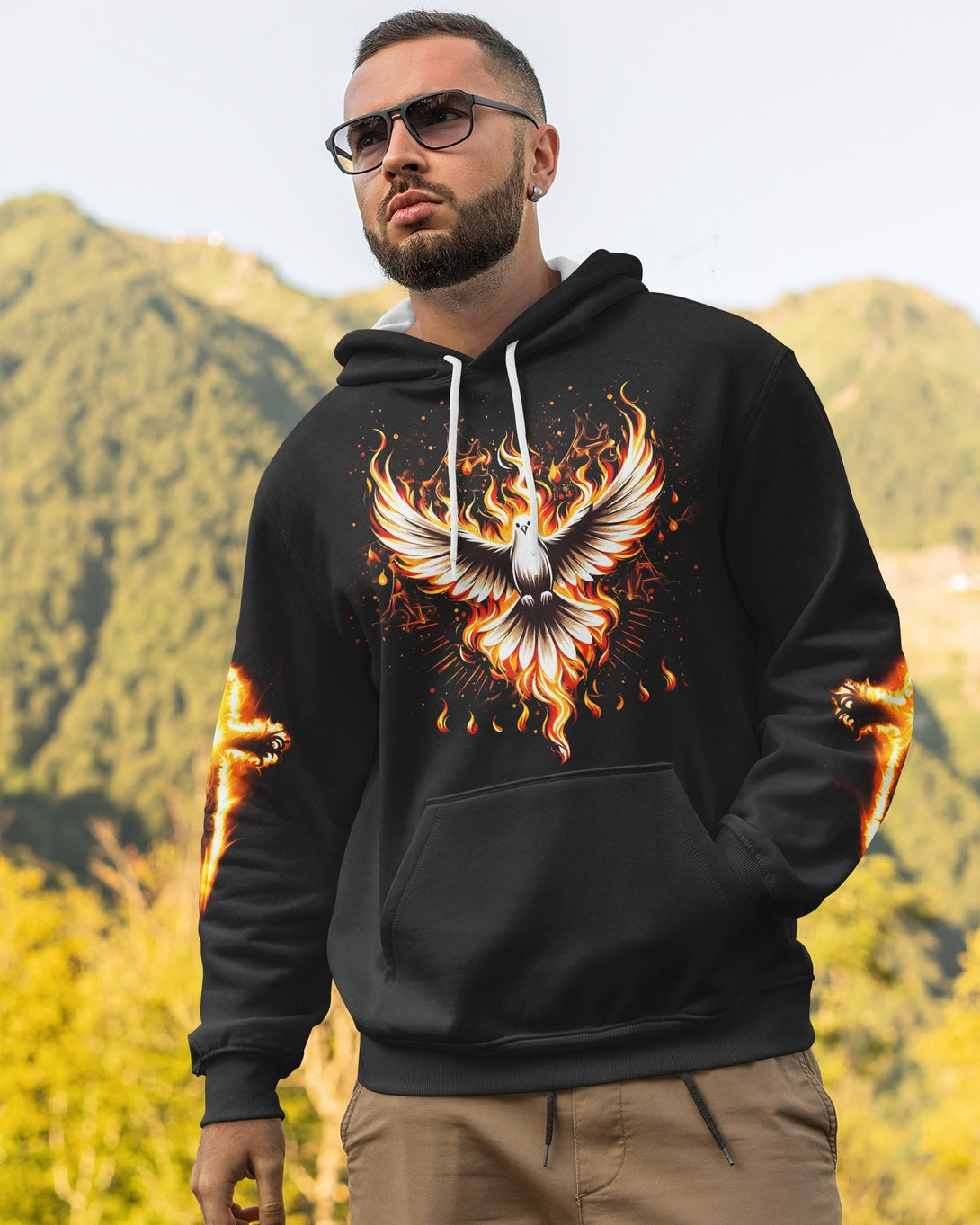 Baptized In Fire All Over Print Hoodie - Christ Color