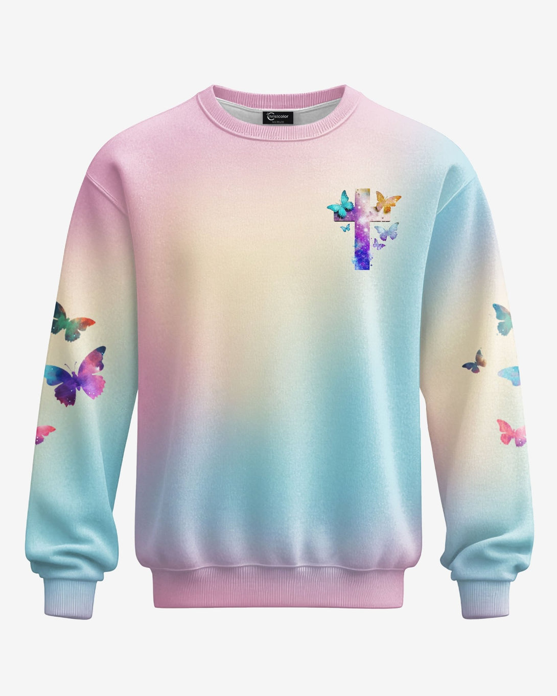 Butterfly Faith Hope Love All Over Print Sweater - Christ Color