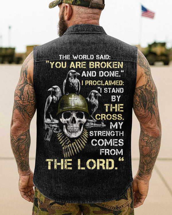 The World Said Sleevesless Denim Shirt