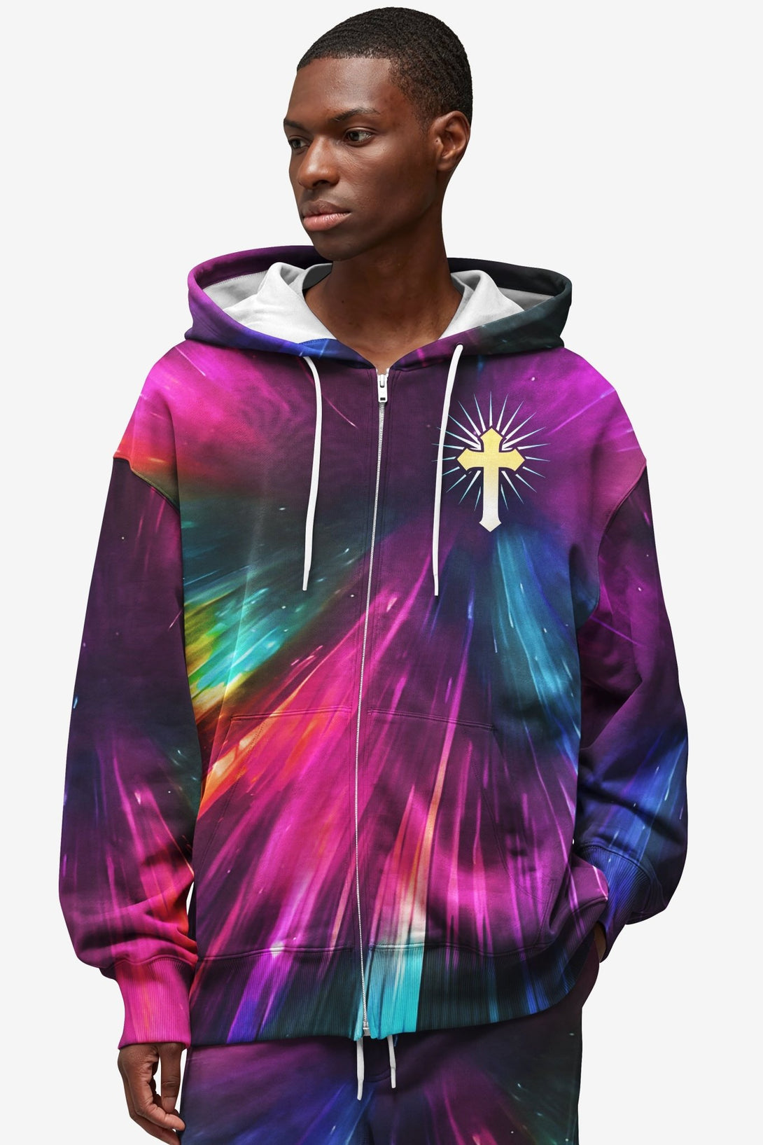 For God So Loved The World All Over Print Zip Hoodie - Christ Color