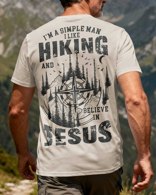 I'm A Simple Man I Like Hiking And I Believe In Jesus All Over Print T-Shirt