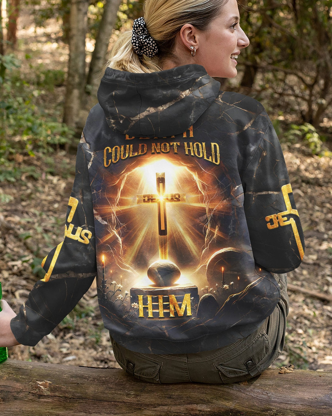 Death Could Not Hold Him All Over Print Zip Hoodie - Christ Color