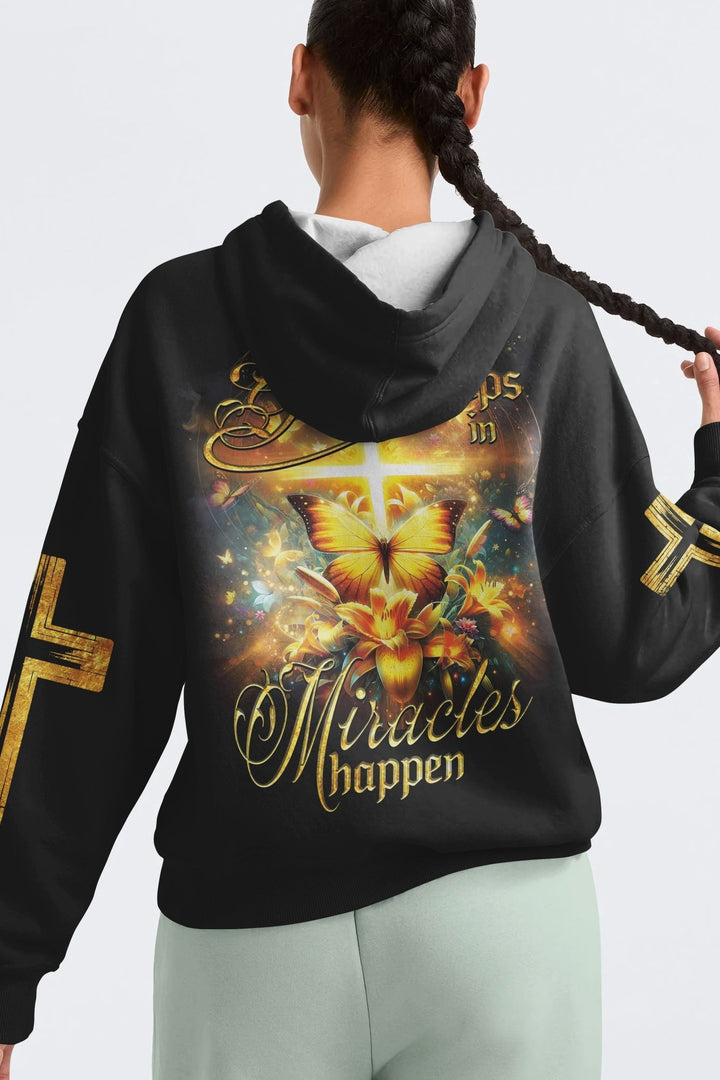 God Steps In Miracles Happen All Over Print Hoodie - Christ Color