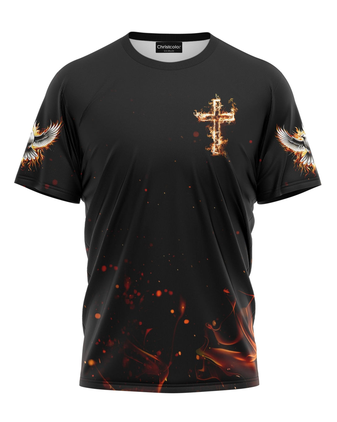 Baptized In Fire Matthew 3:11 All Over Print T-shirt - Christ Color