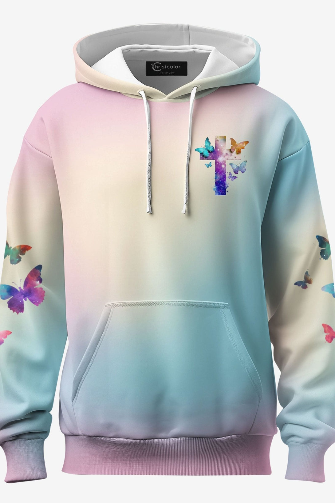 Butterfly Faith Hope Love All Over Print Hoodie - Christ Color