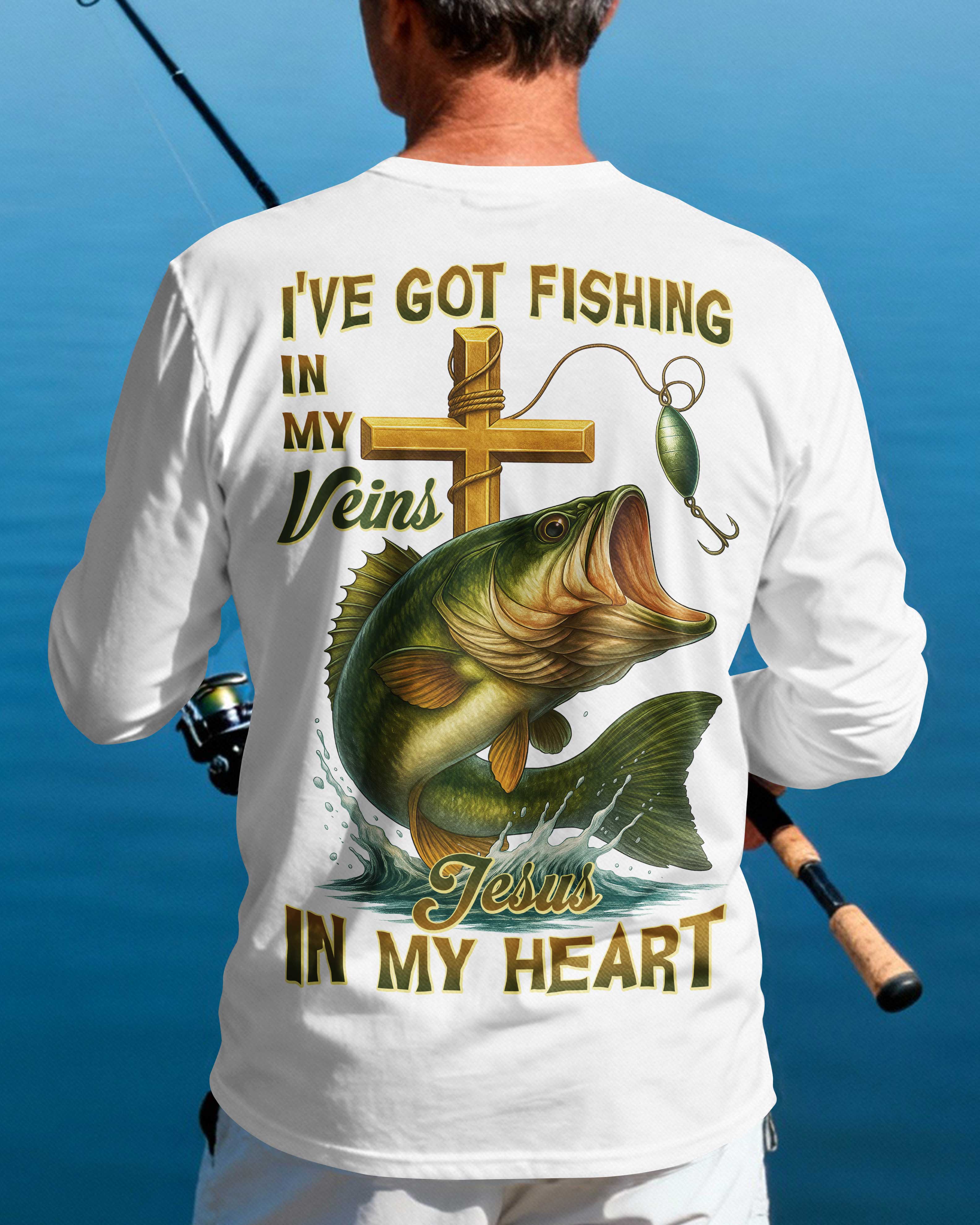 I've Got Fishing In My Veins Jesus In My Heart Long Sleeves T-Shirt