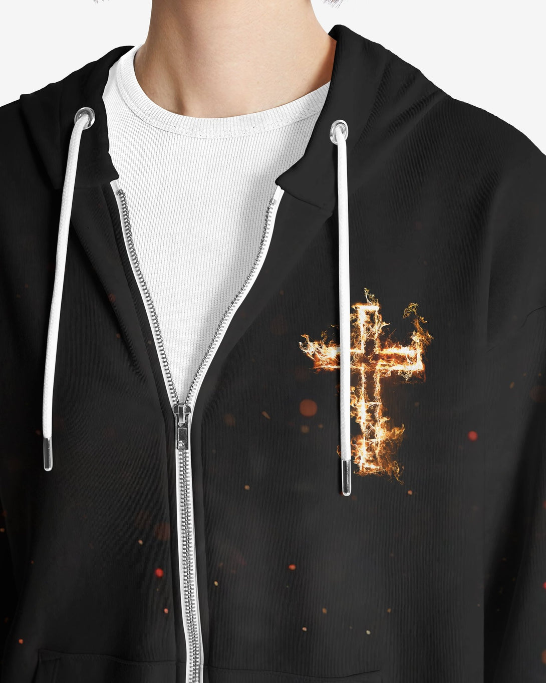 Baptized In Fire Matthew 3:11 All Over Print Zip Hoodie - Christ Color