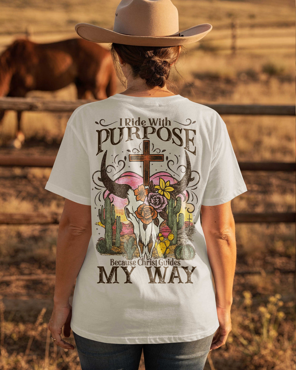 I Ride With Purpose Because Christ Guides My Way T-Shirt