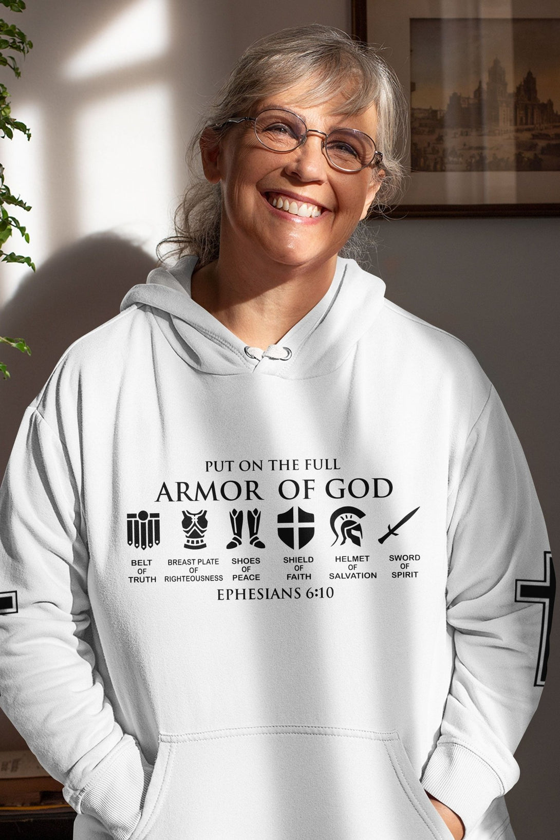 My Soul Is Protected By The Armor Of God All Over Print Hoodie - Christ Color