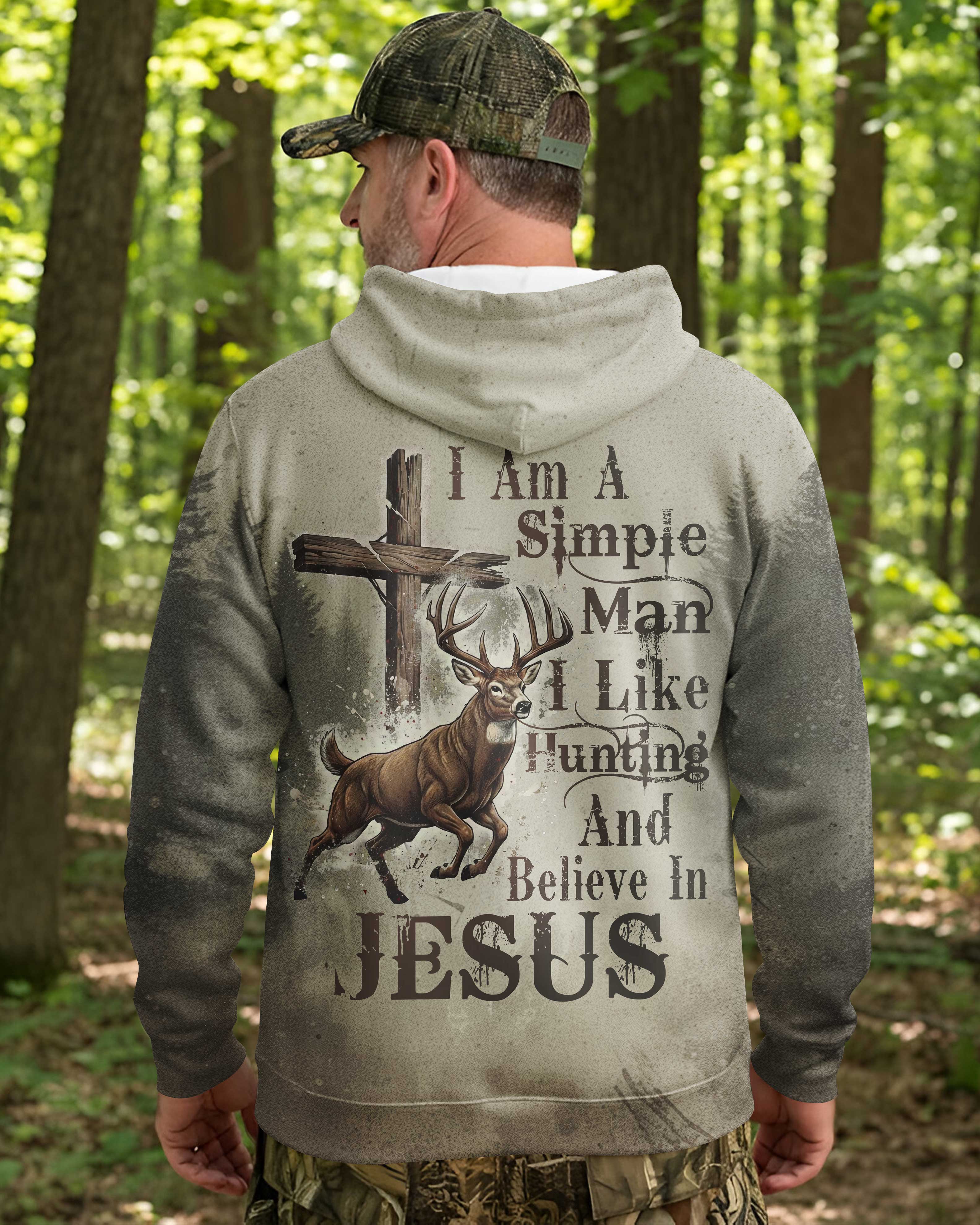I Like Hunting And Believe In Jesus All Over Print Custom Name Zip Hoodie