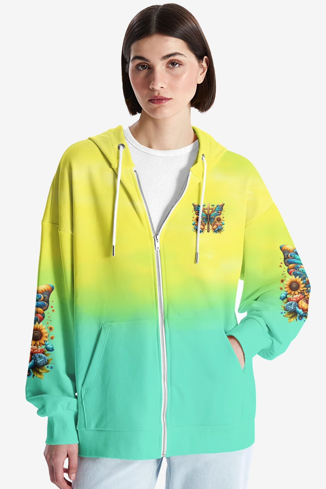 Faith Hope Love All Over Print Zip Hoodie - Christ Color
