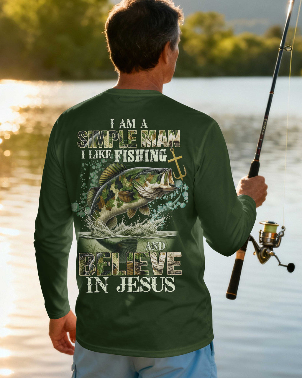 I Am A Simple Man I Like Fishing And Believe In Jesus Long Sleeves T-Shirt