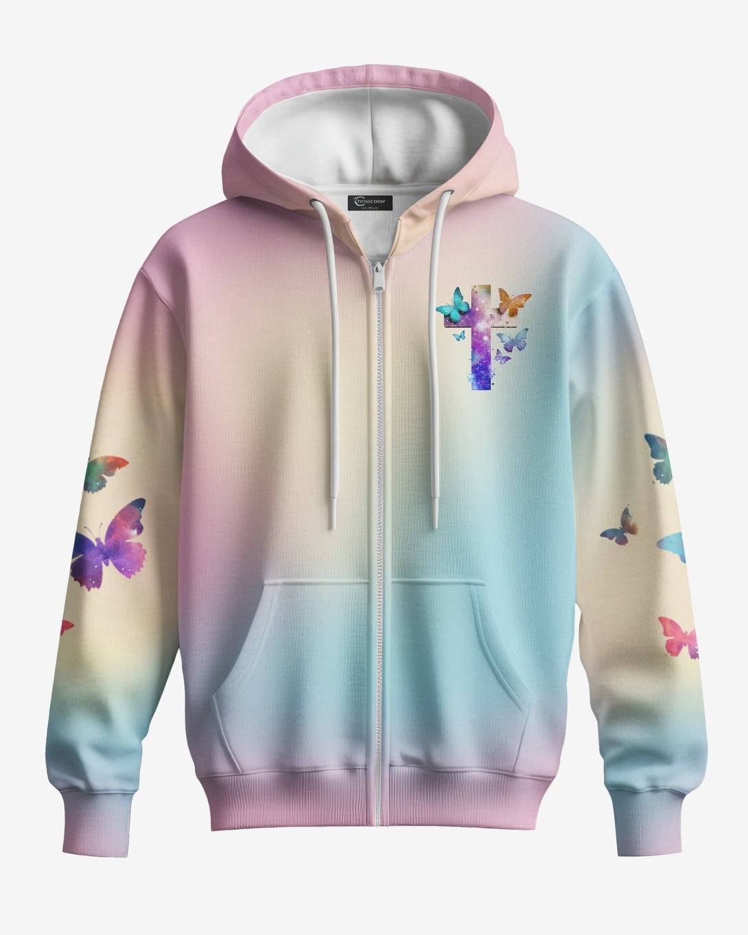 Butterfly Faith Hope Love All Over Print Zip Hoodie - Christ Color