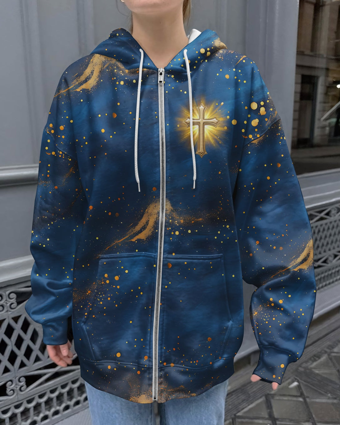 Faith Hope Love & Salvation All Over Print Zip Hoodie - Christ Color