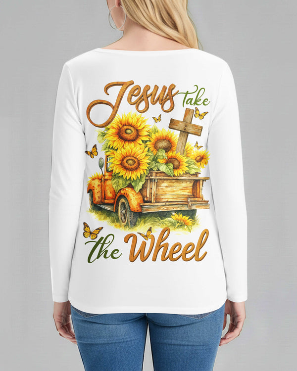 Jesus Take The Wheel All Over Print V-neck Long Sleeves Shirt