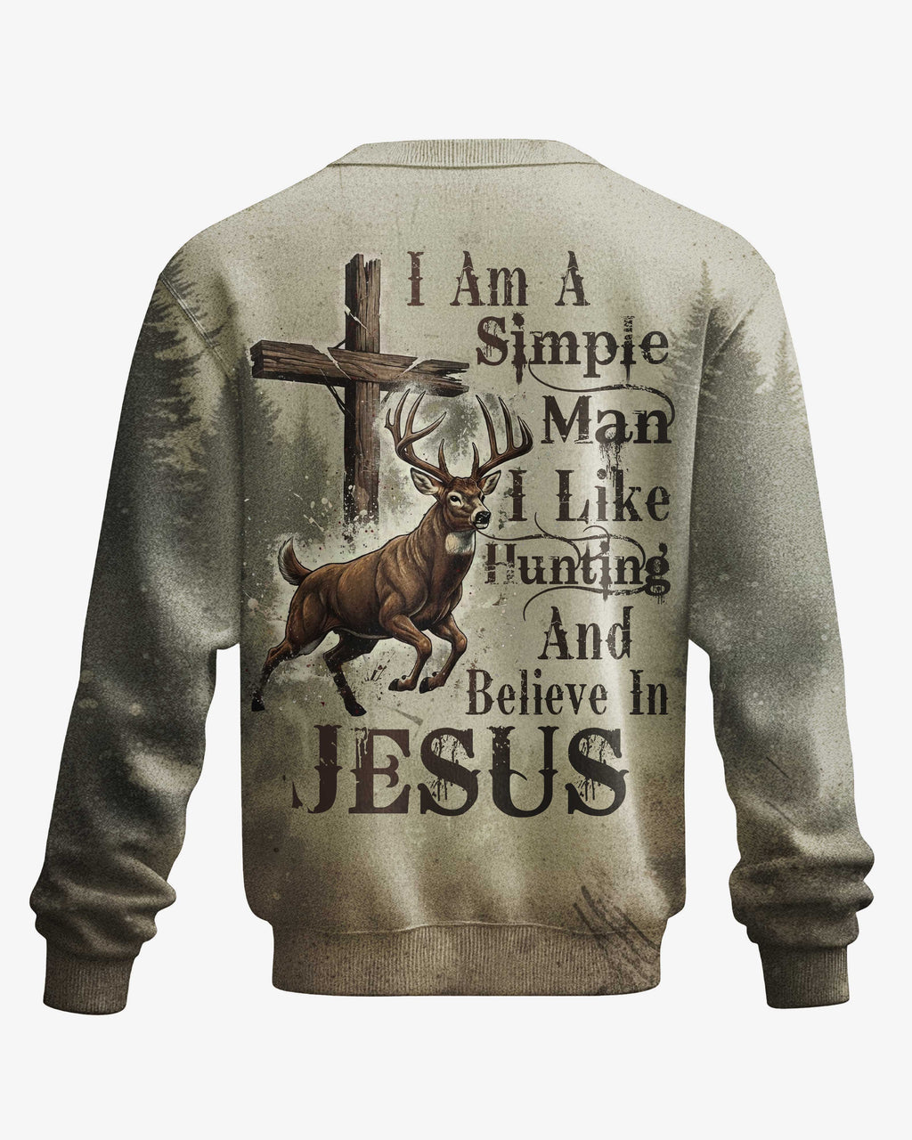 I Like Hunting And Believe In Jesus All Over Print Custom Name Sweater