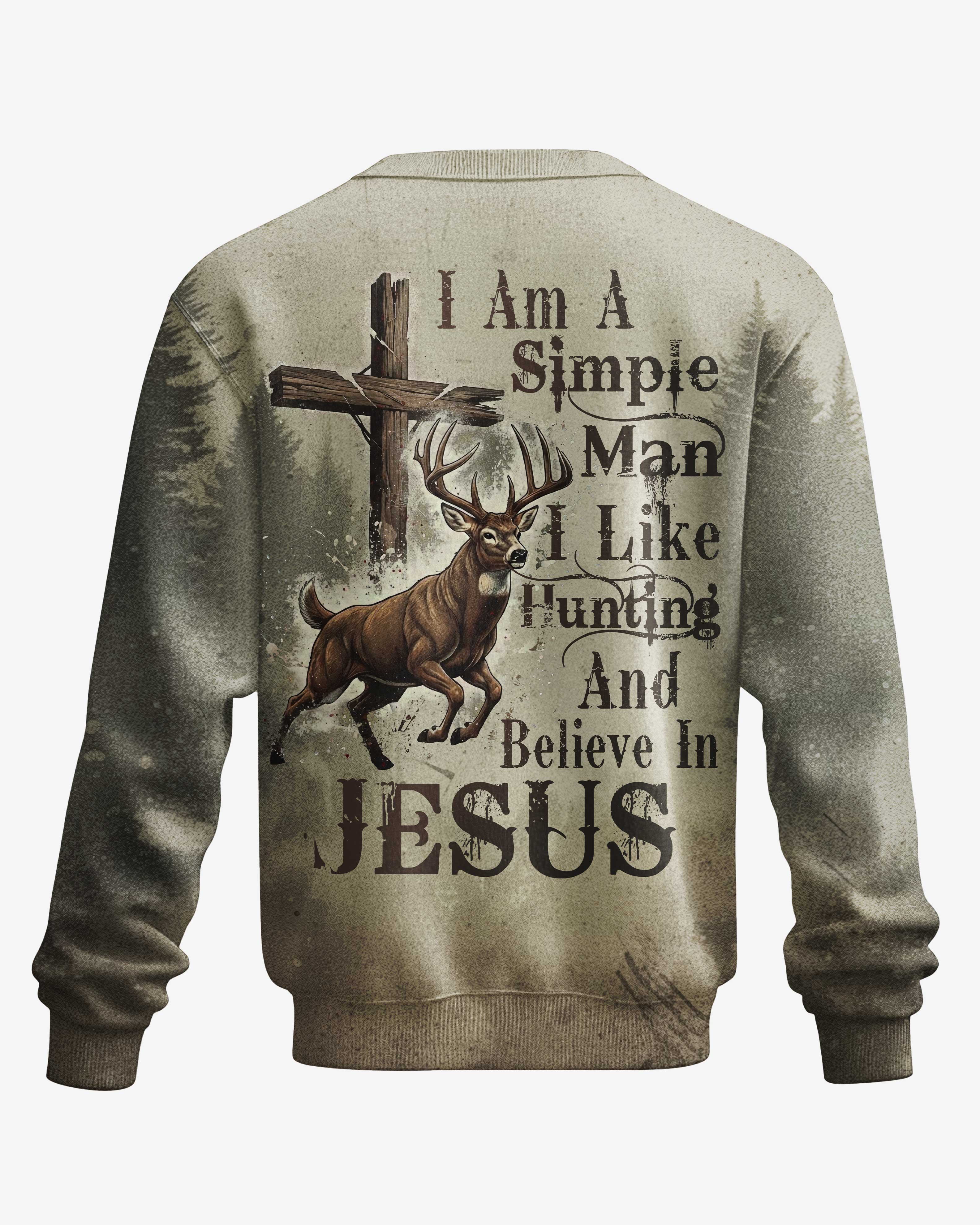 I Like Hunting And Believe In Jesus All Over Print Custom Name Sweater