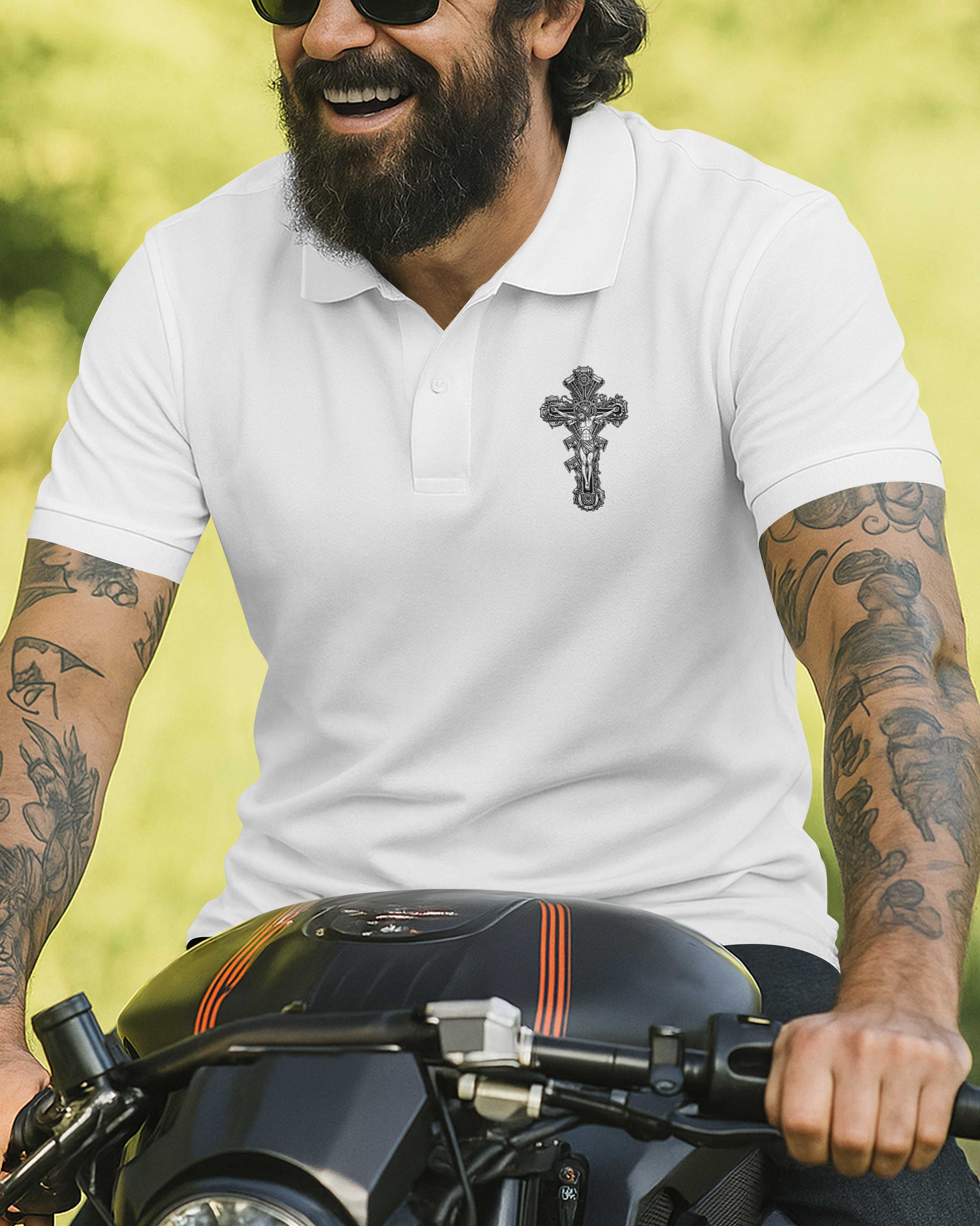 I Am A Simple Man I Like Motorcycles And Believe In Jesus Polo