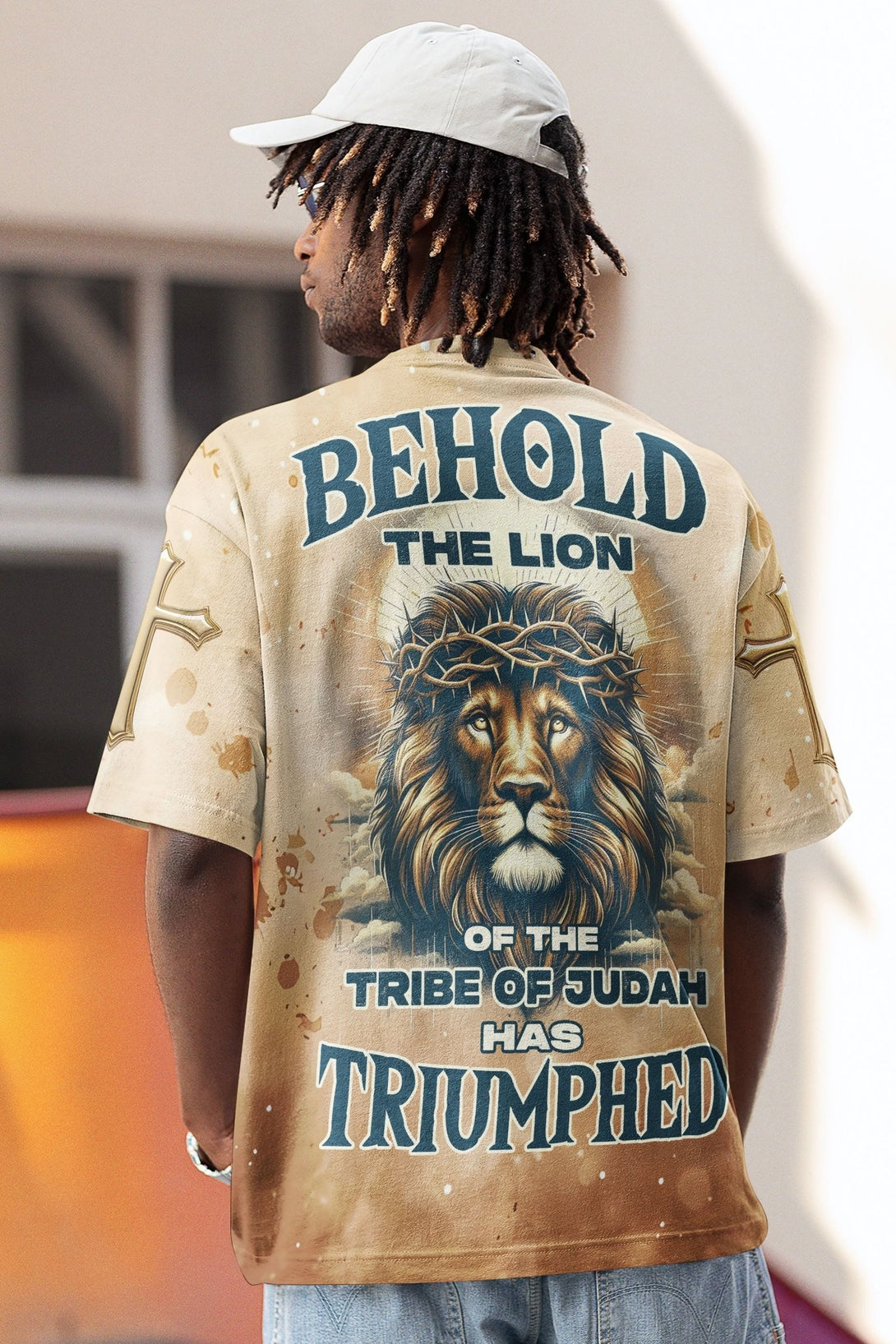 Behold The Lion Of The Tribe Of Judah Has Triumphed All Over Print T-shirt - Christ Color