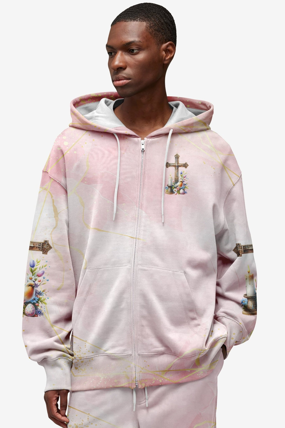 He Is Risen All Over Print Zip Hoodie - Christ Color