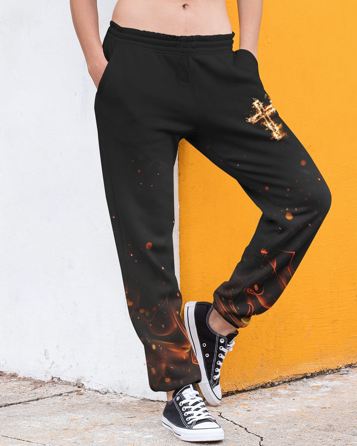Baptized In Fire Matthew 3:11 All Over Print Jogger Pants - Christ Color