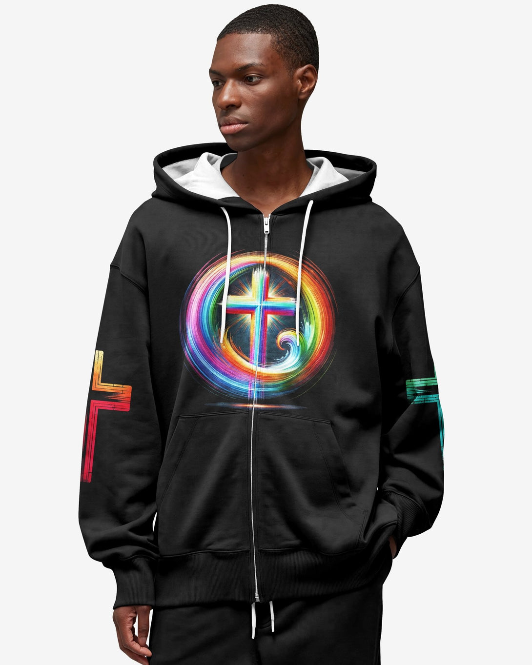 Rooted In Christ Jesus Is Light All Over Print Zip Hoodie - Christ Color