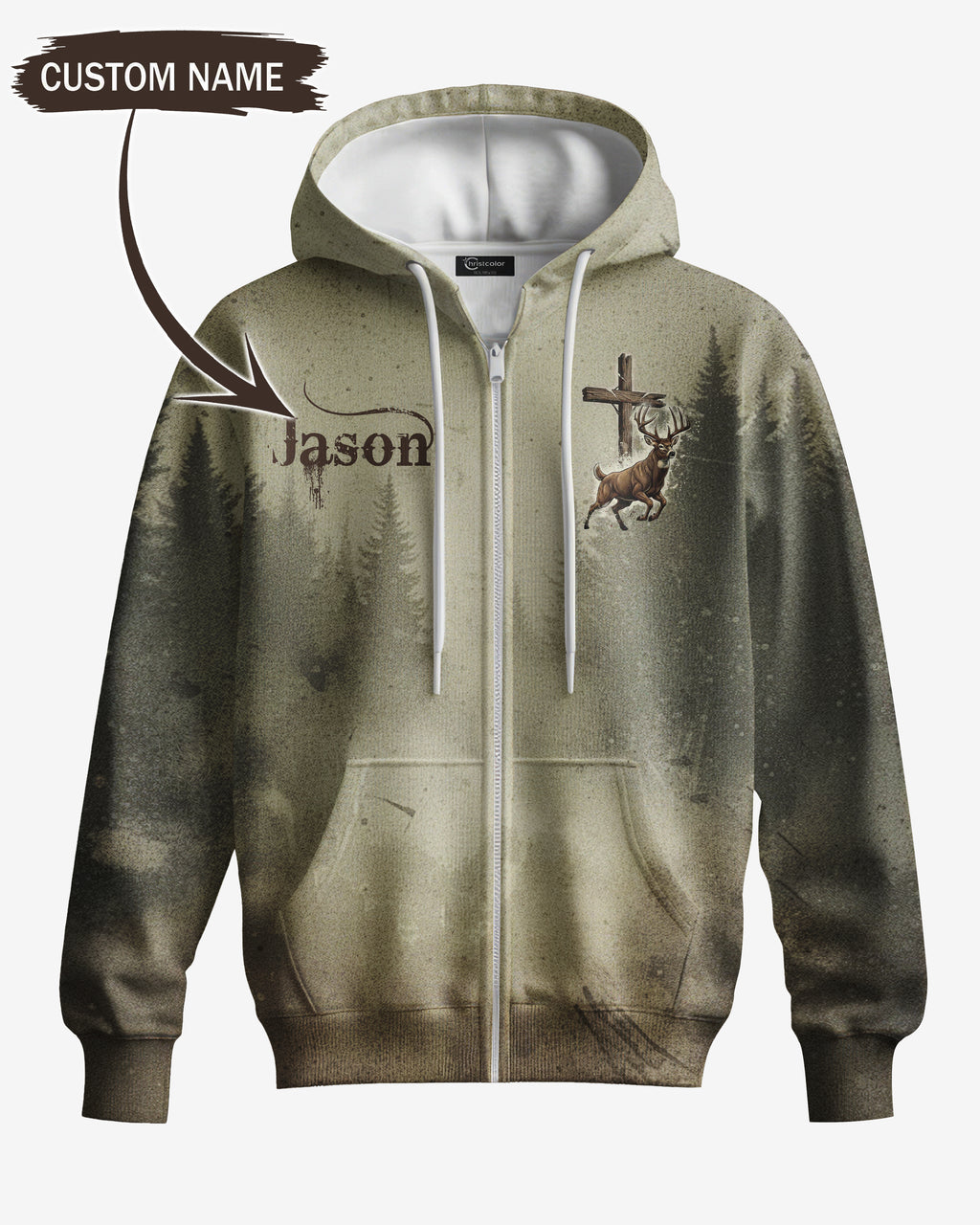 I Like Hunting And Believe In Jesus All Over Print Custom Name Zip Hoodie