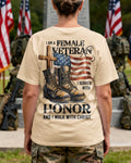 I Am A Female Veteran I Served With Honor And I Walk With Christ T-Shirt